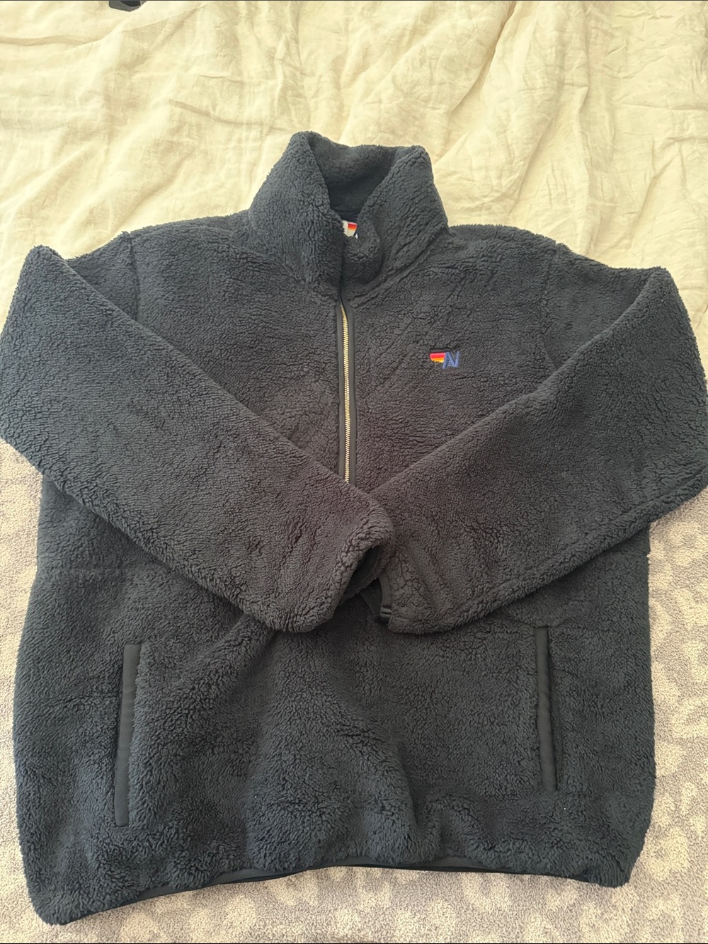 Aviator Nation Men's Sherpa Zip-Up Sweater Jacket - Charcoal